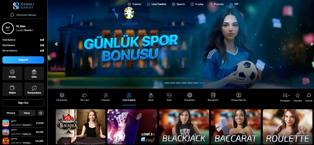 SansliSaray casino oyunları